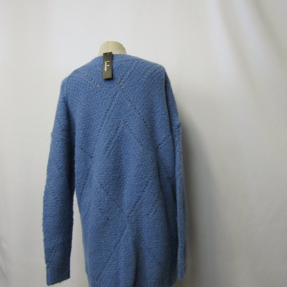 NWT Lulu’s Keep Cozy Dusty Blue Pointelle Knit Oversized Sweater Small - Picture 9 of 12